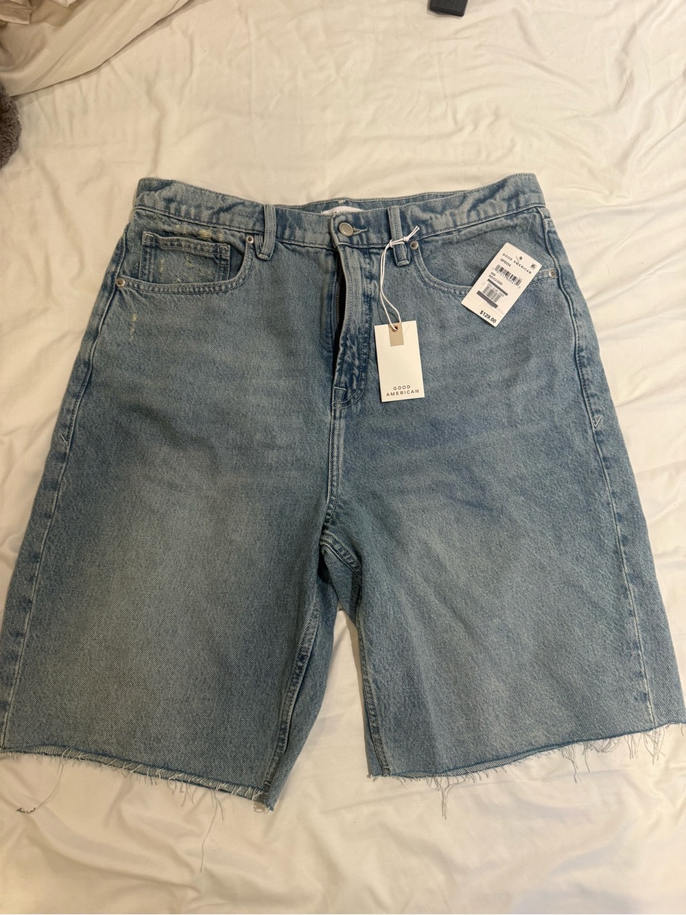 Good American Light Blue Cutoff Denim Shorts